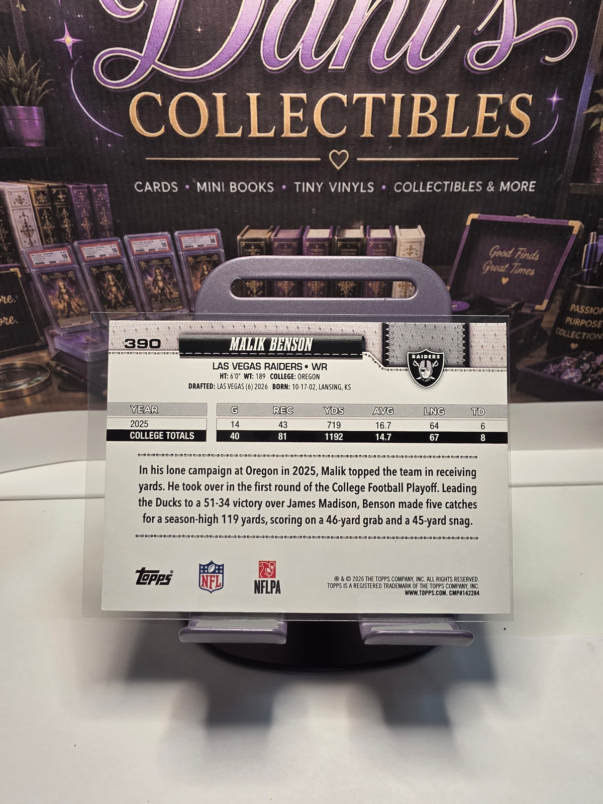 2026 Topps Malik Benson #390 RC