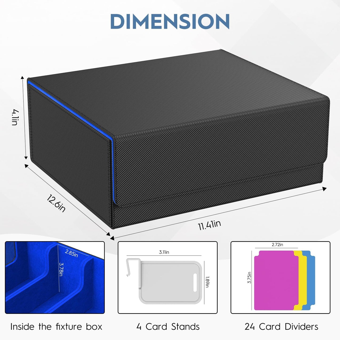 4 Row Trading Card Storage Box, 3200+ MTG Card Storage, Black & Gray