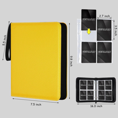 STORAGE - GERMUN 9 Pocket Trading Card Binder,900 Cards,50 Pages, Double Sided Pockets PU Cover Zipper Collection Album Folder for Standard MTG, TCG, Sports Cards (Black)