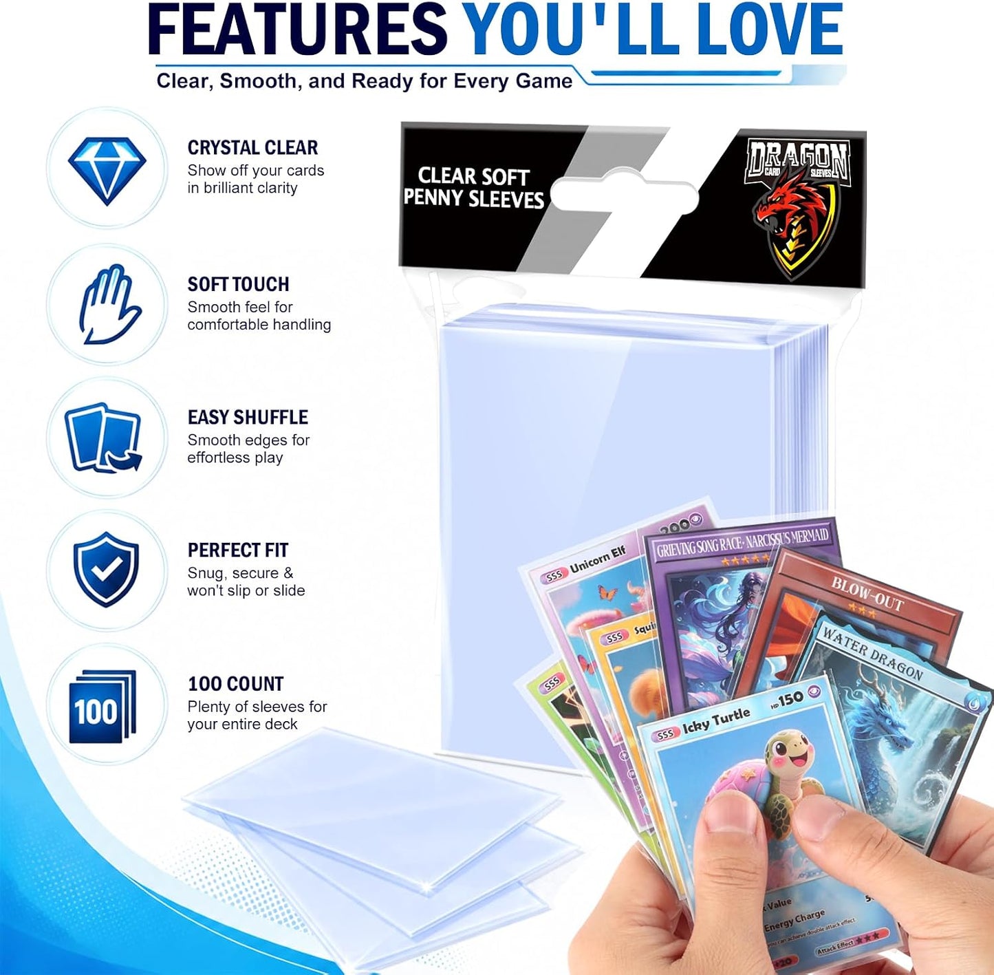 1200 Counts Card Sleeves Top Loaders for Trading Cards, Penny Soft Sleeve Baseball Card Sleeve Protectors Fit for Sports Cards, Football,Game Cards