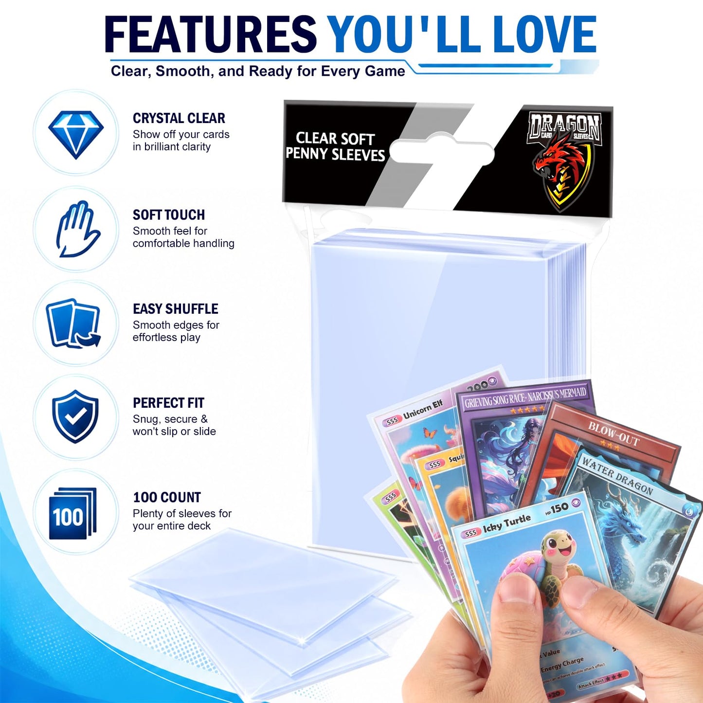1200 Counts Card Sleeves Top Loaders for Trading Cards, Penny Soft Sleeve Baseball Card Sleeve Protectors Fit for Sports Cards, Football,Game Cards