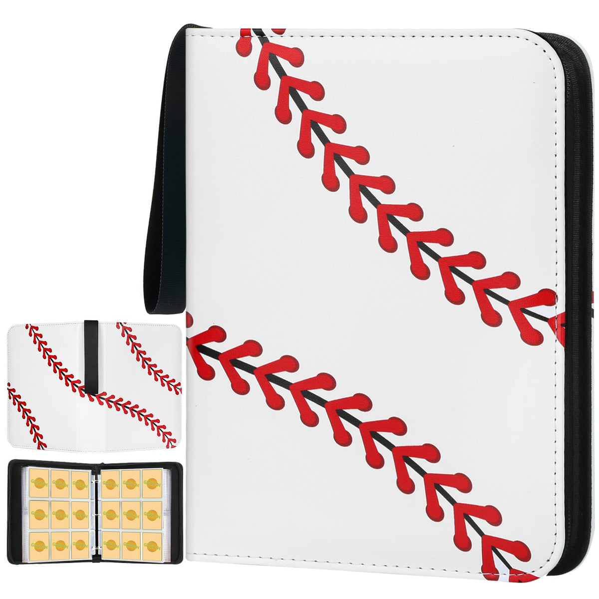 STORAGE - GERMUN 9 Pocket Trading Card Binder,900 Cards,50 Pages, Double Sided Pockets PU Cover Zipper Collection Album Folder for Standard MTG, TCG, Sports Cards (Black)