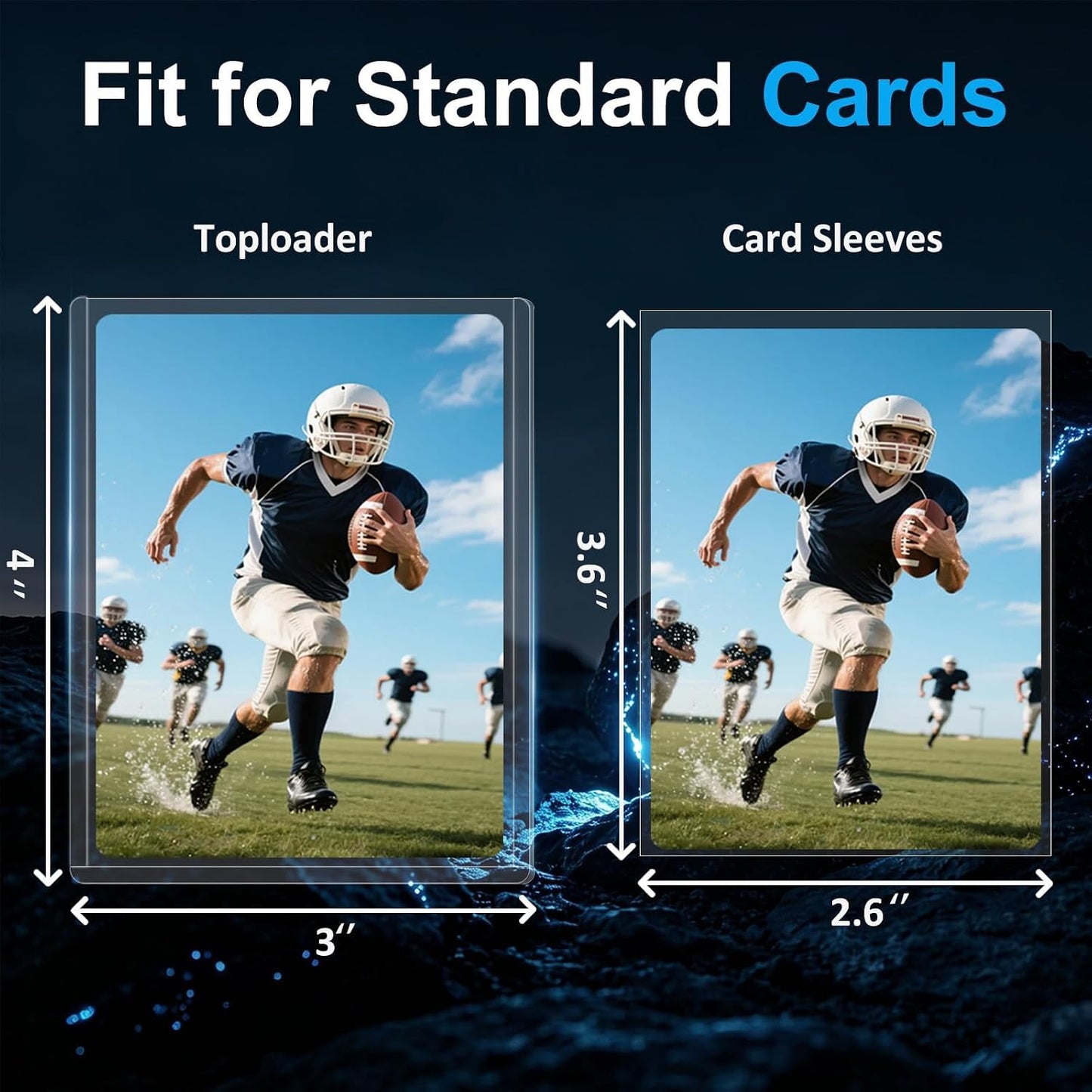 200 Card Sleeves Top Loaders for Cards, 35PT Hard Plastic Holder for Baseball, 3" x 4" Premium Clear Trading Card Sleeves for Sports Football Game Cards (100 Toploaders + 100 Soft Sleeves)
