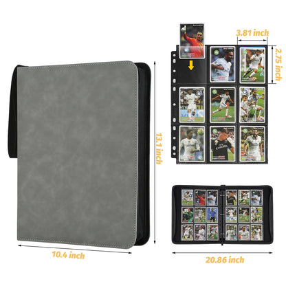 STORAGE - GERMUN 9 Pocket Trading Card Binder,900 Cards,50 Pages, Double Sided Pockets PU Cover Zipper Collection Album Folder for Standard MTG, TCG, Sports Cards (Black)