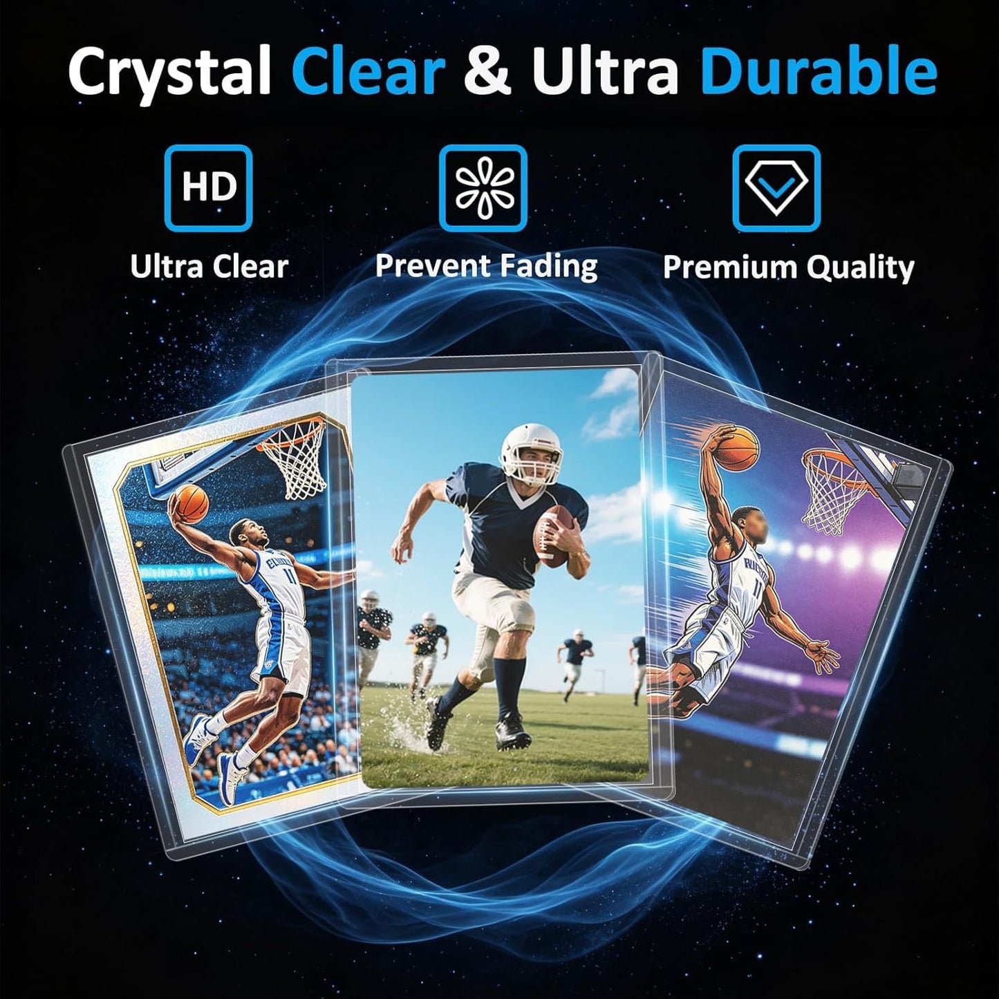 200 Card Sleeves Top Loaders for Cards, 35PT Hard Plastic Holder for Baseball, 3" x 4" Premium Clear Trading Card Sleeves for Sports Football Game Cards (100 Toploaders + 100 Soft Sleeves)
