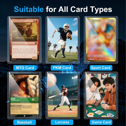 200 Card Sleeves Top Loaders for Cards, 35PT Hard Plastic Holder for Baseball, 3" x 4" Premium Clear Trading Card Sleeves for Sports Football Game Cards (100 Toploaders + 100 Soft Sleeves)