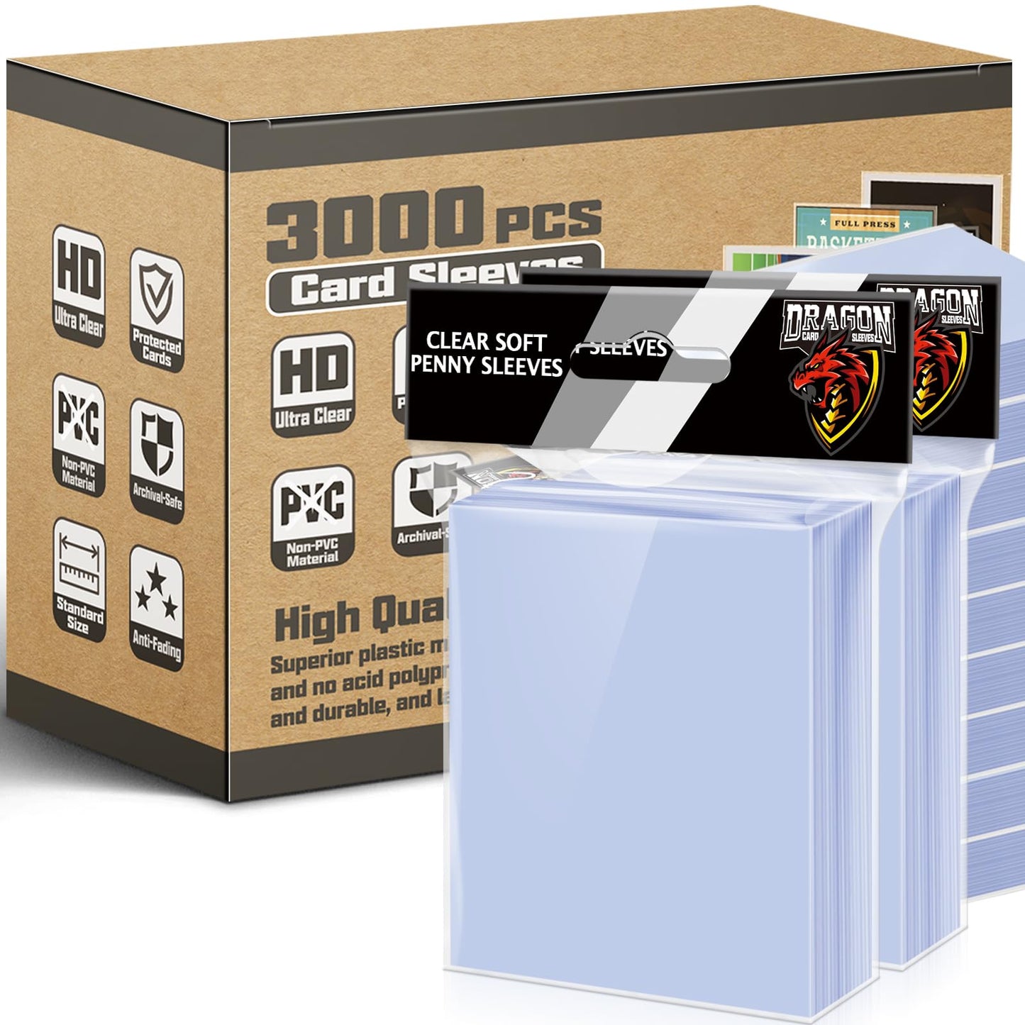 1200 Counts Card Sleeves Top Loaders for Trading Cards, Penny Soft Sleeve Baseball Card Sleeve Protectors Fit for Sports Cards, Football,Game Cards