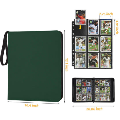 STORAGE - GERMUN 9 Pocket Trading Card Binder,900 Cards,50 Pages, Double Sided Pockets PU Cover Zipper Collection Album Folder for Standard MTG, TCG, Sports Cards (Black)