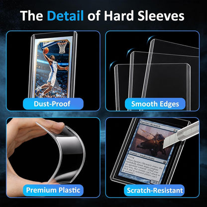 200 Card Sleeves Top Loaders for Cards, 35PT Hard Plastic Holder for Baseball, 3" x 4" Premium Clear Trading Card Sleeves for Sports Football Game Cards (100 Toploaders + 100 Soft Sleeves)