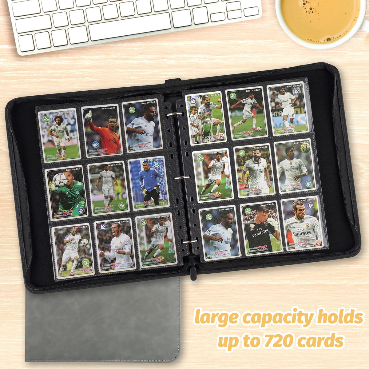 STORAGE - GERMUN 9 Pocket Trading Card Binder,900 Cards,50 Pages, Double Sided Pockets PU Cover Zipper Collection Album Folder for Standard MTG, TCG, Sports Cards (Black)