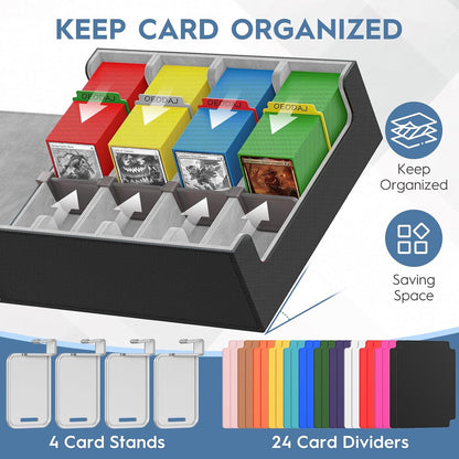 4 Row Trading Card Storage Box, 3200+ MTG Card Storage, Black & Gray