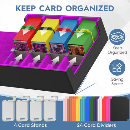 4 Row Trading Card Storage Box, 3200+ MTG Card Storage, Black & Gray