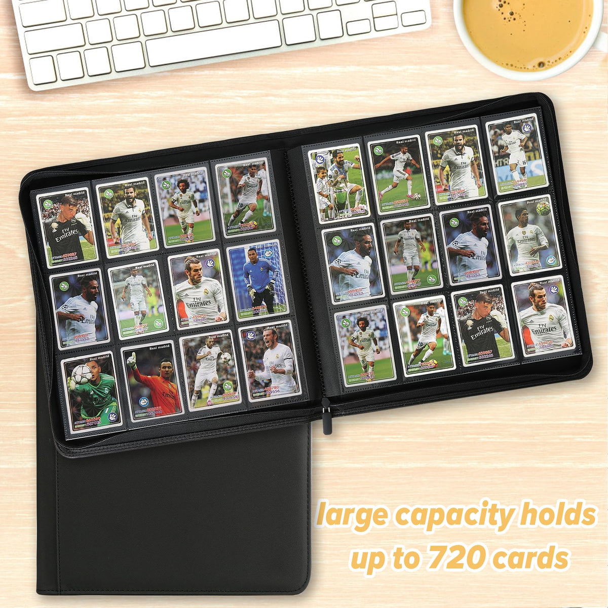 STORAGE - GERMUN 9 Pocket Trading Card Binder,900 Cards,50 Pages, Double Sided Pockets PU Cover Zipper Collection Album Folder for Standard MTG, TCG, Sports Cards (Black)