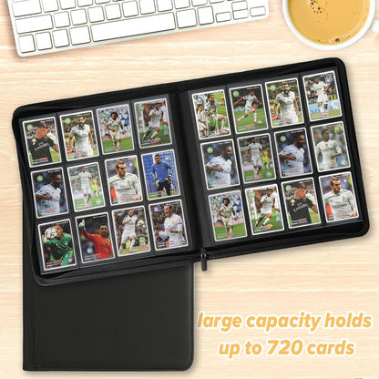 STORAGE - GERMUN 9 Pocket Trading Card Binder,900 Cards,50 Pages, Double Sided Pockets PU Cover Zipper Collection Album Folder for Standard MTG, TCG, Sports Cards (Black)