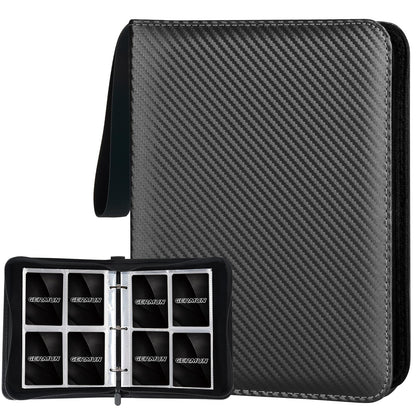 STORAGE - GERMUN 9 Pocket Trading Card Binder,900 Cards,50 Pages, Double Sided Pockets PU Cover Zipper Collection Album Folder for Standard MTG, TCG, Sports Cards (Black)