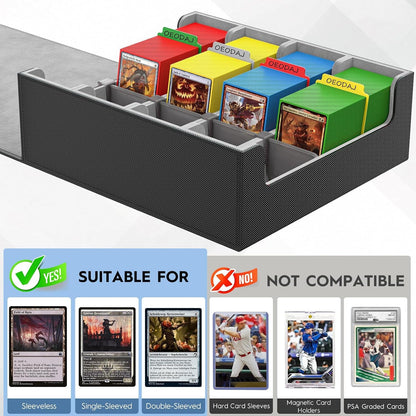 4 Row Trading Card Storage Box, 3200+ MTG Card Storage, Black & Gray