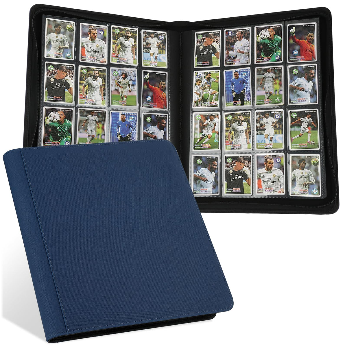 STORAGE - GERMUN 9 Pocket Trading Card Binder,900 Cards,50 Pages, Double Sided Pockets PU Cover Zipper Collection Album Folder for Standard MTG, TCG, Sports Cards (Black)