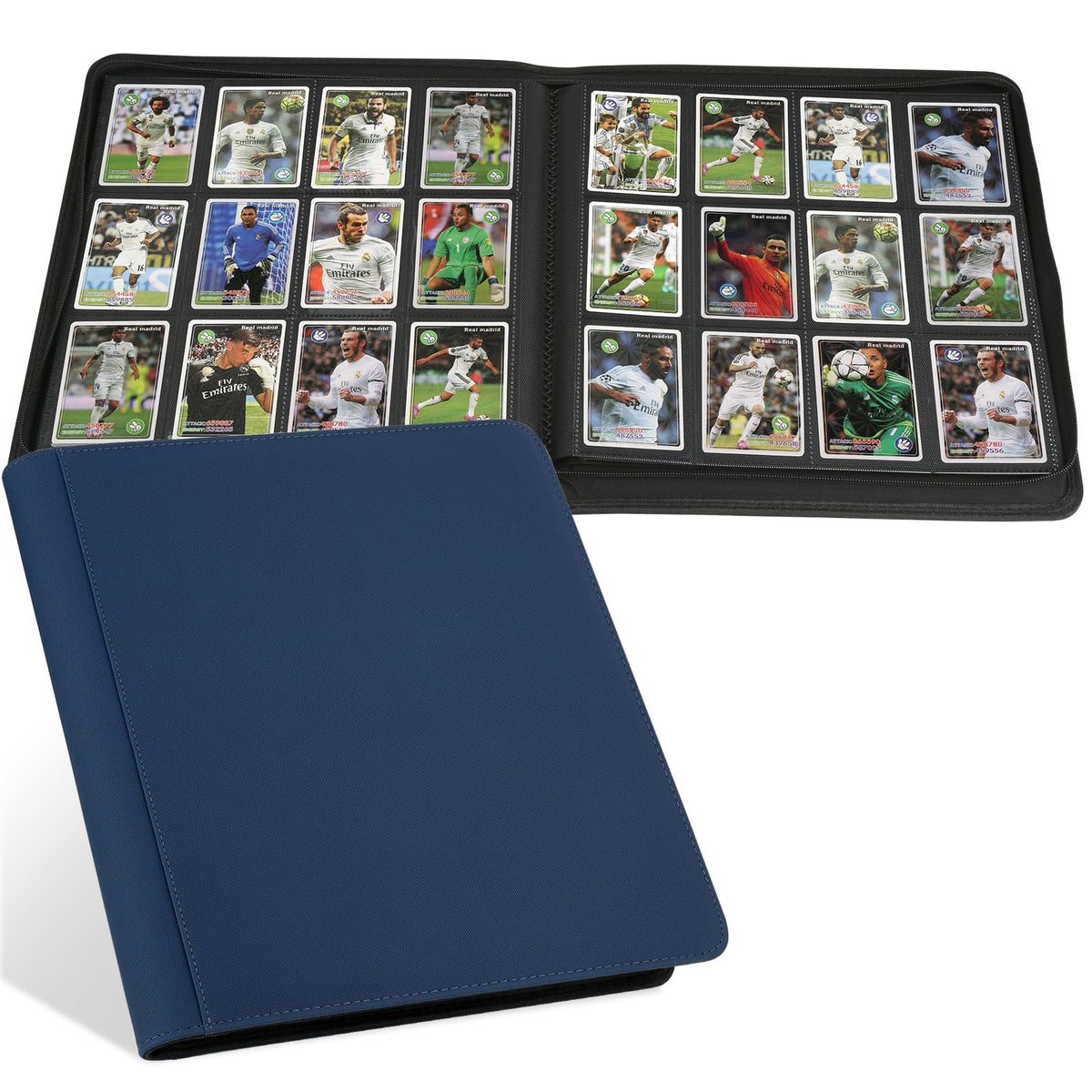 STORAGE - GERMUN 9 Pocket Trading Card Binder,900 Cards,50 Pages, Double Sided Pockets PU Cover Zipper Collection Album Folder for Standard MTG, TCG, Sports Cards (Black)