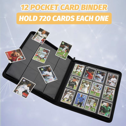 STORAGE - GERMUN 9 Pocket Trading Card Binder,900 Cards,50 Pages, Double Sided Pockets PU Cover Zipper Collection Album Folder for Standard MTG, TCG, Sports Cards (Black)