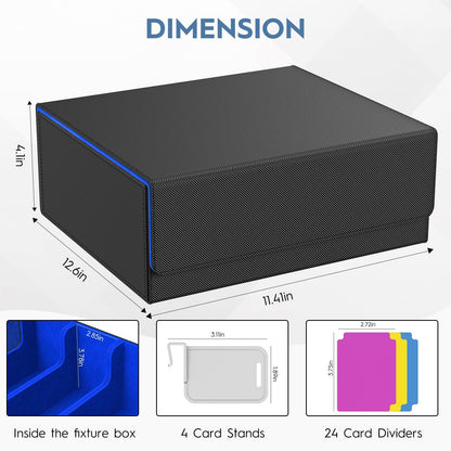 4 Row Trading Card Storage Box, 3200+ MTG Card Storage, Black & Gray