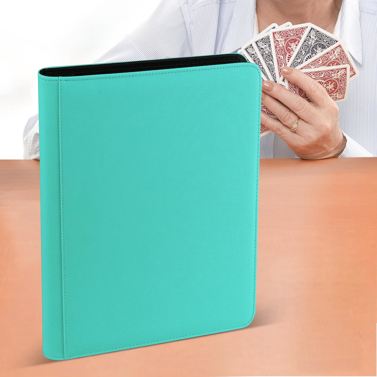 STORAGE - GERMUN 9 Pocket Trading Card Binder,900 Cards,50 Pages, Double Sided Pockets PU Cover Zipper Collection Album Folder for Standard MTG, TCG, Sports Cards (Black)