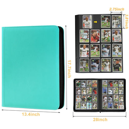 STORAGE - GERMUN 9 Pocket Trading Card Binder,900 Cards,50 Pages, Double Sided Pockets PU Cover Zipper Collection Album Folder for Standard MTG, TCG, Sports Cards (Black)