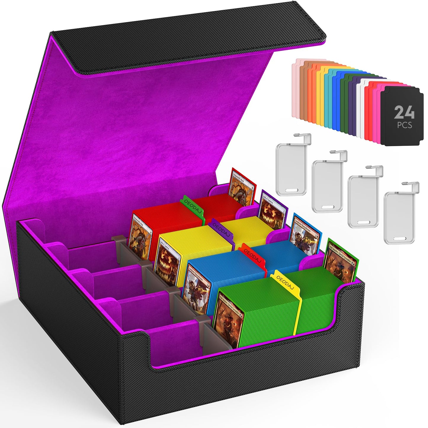 4 Row Trading Card Storage Box, 3200+ MTG Card Storage, Black & Gray