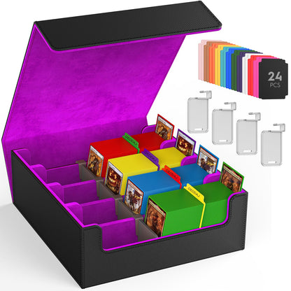 4 Row Trading Card Storage Box, 3200+ MTG Card Storage, Black & Gray