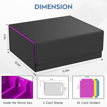 4 Row Trading Card Storage Box, 3200+ MTG Card Storage, Black & Gray