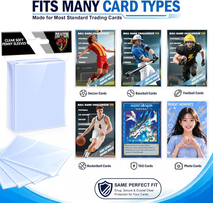 1200 Counts Card Sleeves Top Loaders for Trading Cards, Penny Soft Sleeve Baseball Card Sleeve Protectors Fit for Sports Cards, Football,Game Cards