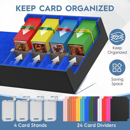 4 Row Trading Card Storage Box, 3200+ MTG Card Storage, Black & Gray