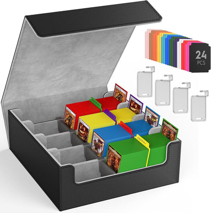 4 Row Trading Card Storage Box, 3200+ MTG Card Storage, Black & Gray