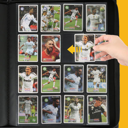 STORAGE - GERMUN 9 Pocket Trading Card Binder,900 Cards,50 Pages, Double Sided Pockets PU Cover Zipper Collection Album Folder for Standard MTG, TCG, Sports Cards (Black)