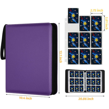 STORAGE - GERMUN 9 Pocket Trading Card Binder,900 Cards,50 Pages, Double Sided Pockets PU Cover Zipper Collection Album Folder for Standard MTG, TCG, Sports Cards (Black)
