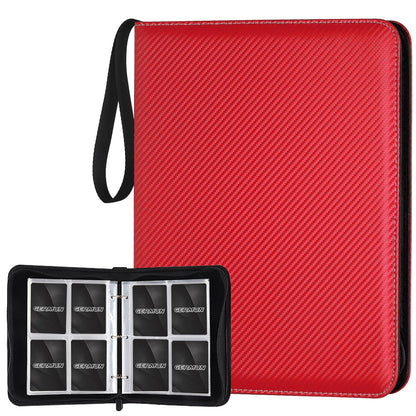STORAGE - GERMUN 9 Pocket Trading Card Binder,900 Cards,50 Pages, Double Sided Pockets PU Cover Zipper Collection Album Folder for Standard MTG, TCG, Sports Cards (Black)