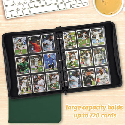 STORAGE - GERMUN 9 Pocket Trading Card Binder,900 Cards,50 Pages, Double Sided Pockets PU Cover Zipper Collection Album Folder for Standard MTG, TCG, Sports Cards (Black)