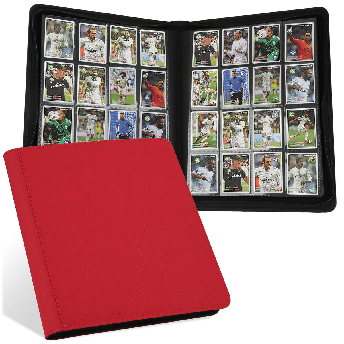 STORAGE - GERMUN 9 Pocket Trading Card Binder,900 Cards,50 Pages, Double Sided Pockets PU Cover Zipper Collection Album Folder for Standard MTG, TCG, Sports Cards (Black)