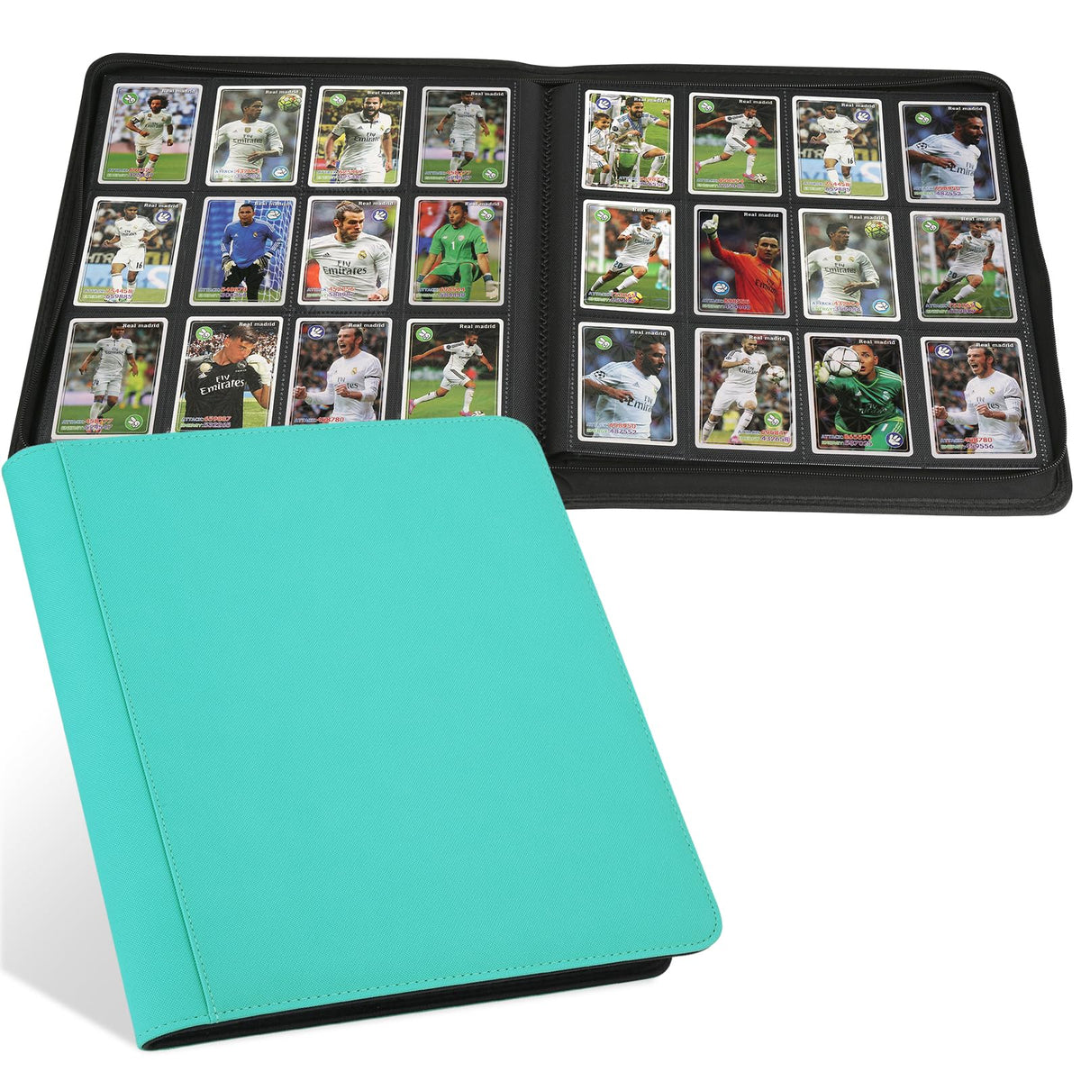 STORAGE - GERMUN 9 Pocket Trading Card Binder,900 Cards,50 Pages, Double Sided Pockets PU Cover Zipper Collection Album Folder for Standard MTG, TCG, Sports Cards (Black)