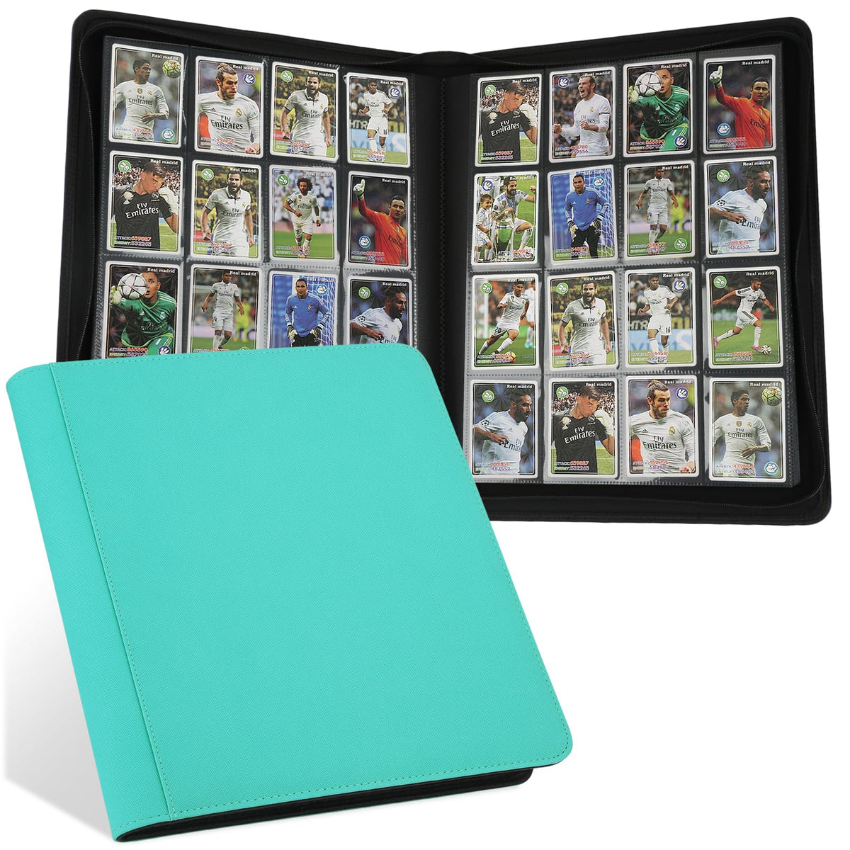 STORAGE - GERMUN 9 Pocket Trading Card Binder,900 Cards,50 Pages, Double Sided Pockets PU Cover Zipper Collection Album Folder for Standard MTG, TCG, Sports Cards (Black)