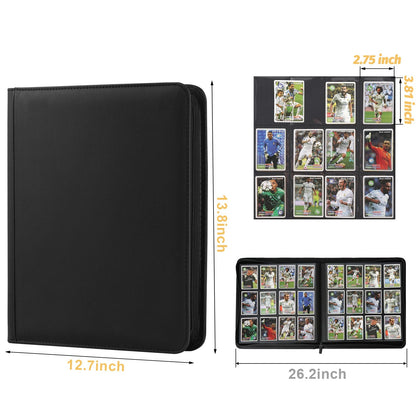 STORAGE - GERMUN 9 Pocket Trading Card Binder,900 Cards,50 Pages, Double Sided Pockets PU Cover Zipper Collection Album Folder for Standard MTG, TCG, Sports Cards (Black)