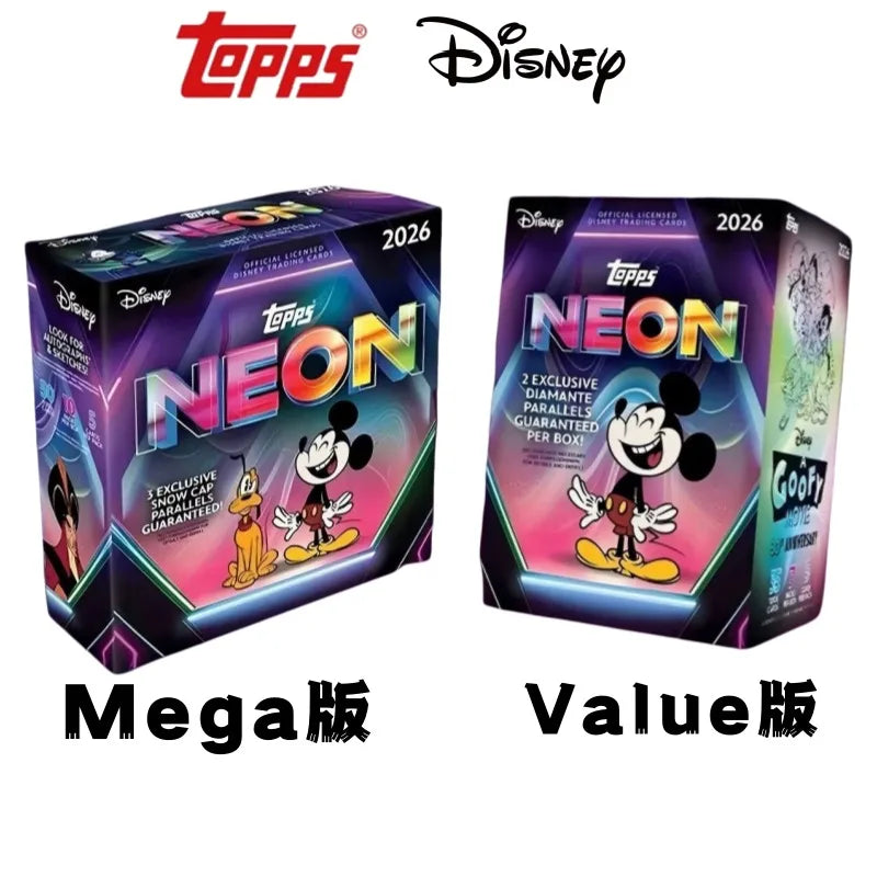 NEW 2026 Topps Disney NEON series Value and Mega edition anime collectible card star card sealed box holiday surprise gift