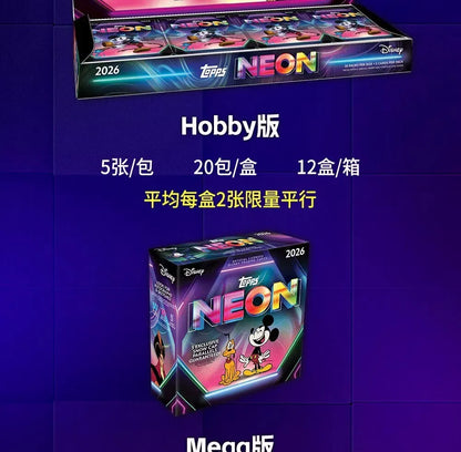 NEW 2026 Topps Disney NEON series Value and Mega edition anime collectible card star card sealed box holiday surprise gift