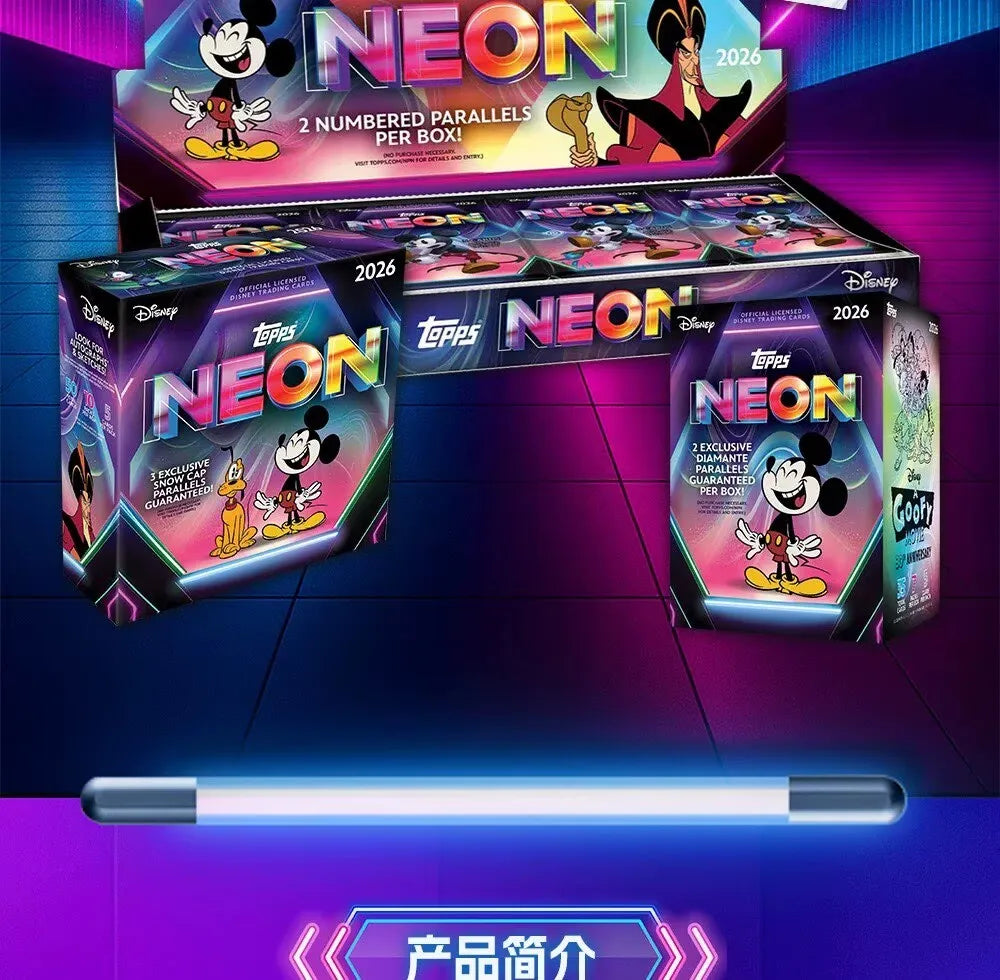 NEW 2026 Topps Disney NEON series Value and Mega edition anime collectible card star card sealed box holiday surprise gift