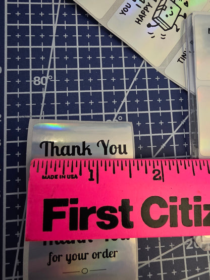 50 Assorted Holographic Thank You Stickers | Small Business Labels